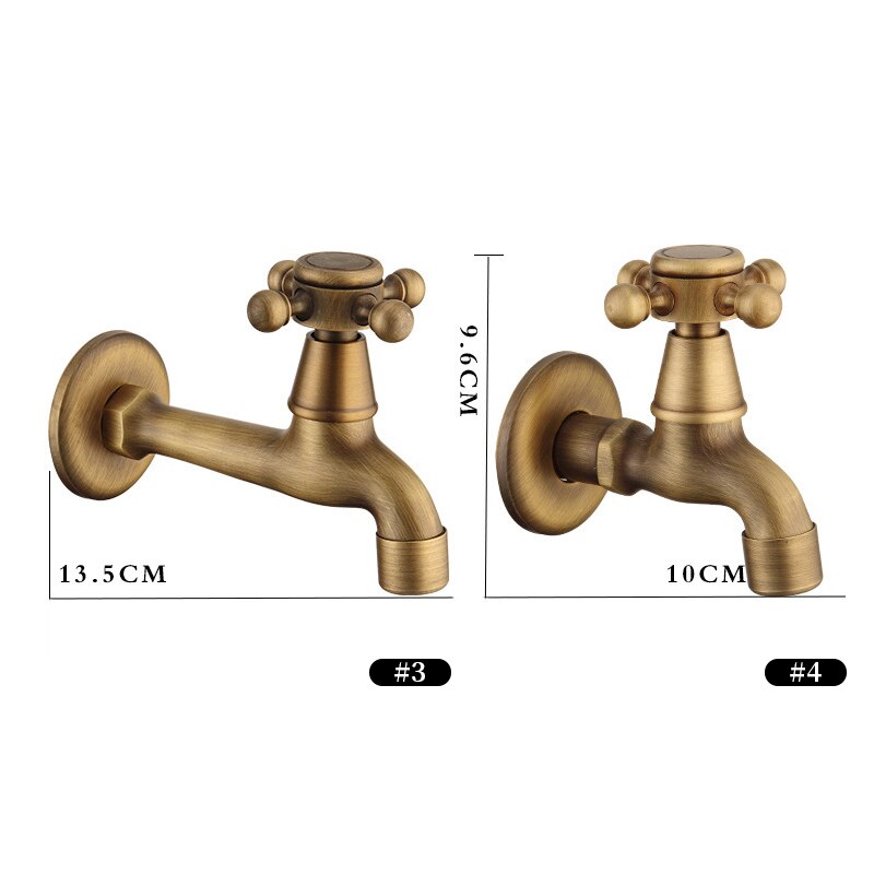 Wall Mounted Antique Brass Bathroom Washing Machine Faucet Mop Pool Tap Cold Water Bibcock Tap Decorative Outdoor Garden Faucet