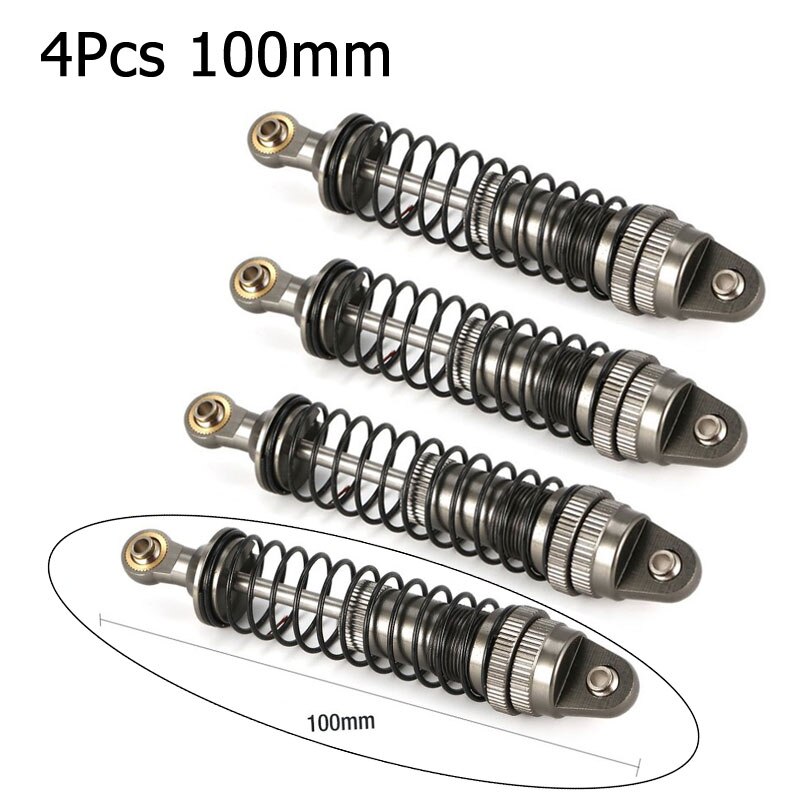 RC Shock Absorbers - 100mm/110mm - Metal - 2Pcs/4Pcs Set - for 1/10 1/12 RC Cars: 4Pcs 100mm Gun metal