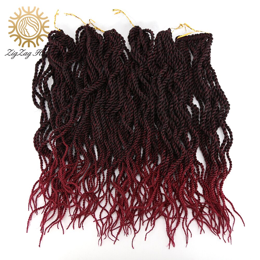 Ziguezague ondulado senegalês torção crochê tranças de cabelo 6 pacotes pré-loop torção tranças de crochê para women18inch preto torção trançado peruca: T1B/Burgundy