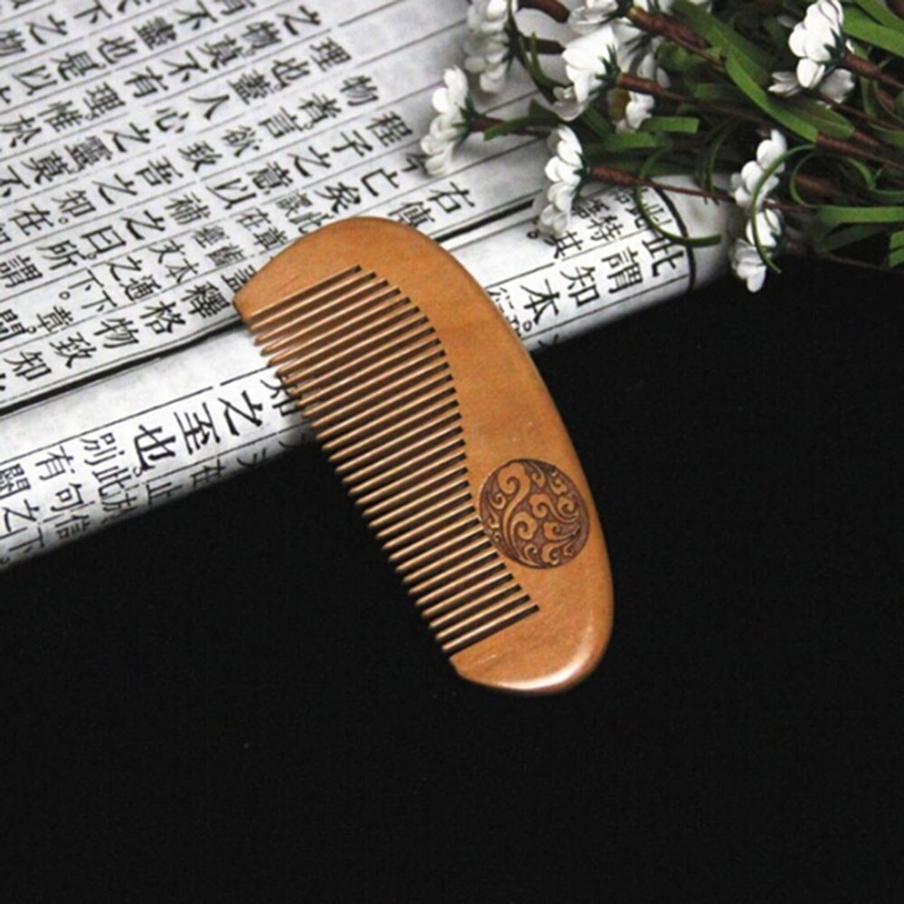 Natural Wide Tooth Peach Wood Comb Healthy No-static Massage Hair Wooden Comb Chinese Traditional Haircut Tool: D