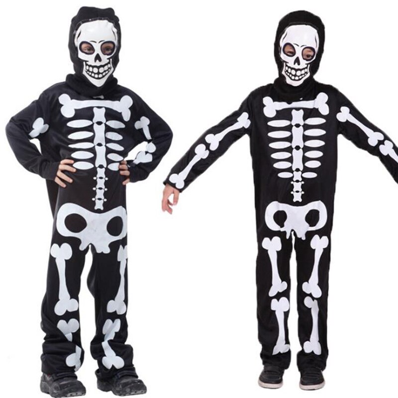 Huihonshe halloween karneval fest kostyme spill ytelse svart m klær barn & #39 s terror skjelett kostymer med cap