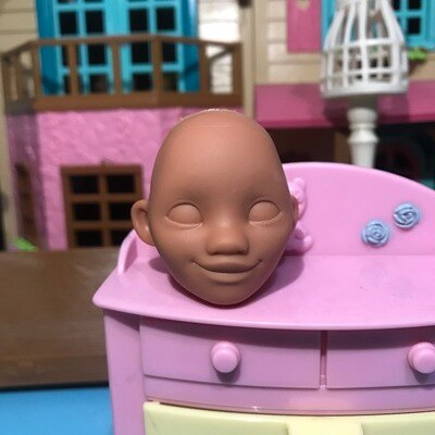 Mermaid doll head make-up accessories super beautiful face princess doll 15 cm cute doll: Pink
