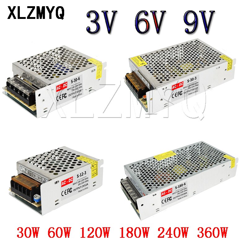 Transformador de iluminación AC110V-220V a DC 3V 6V 9V adaptador de fuente de alimentación 2 3 4A 5A 10A 15A 20A 30A 50A 60A controlador de interruptor de tira LED