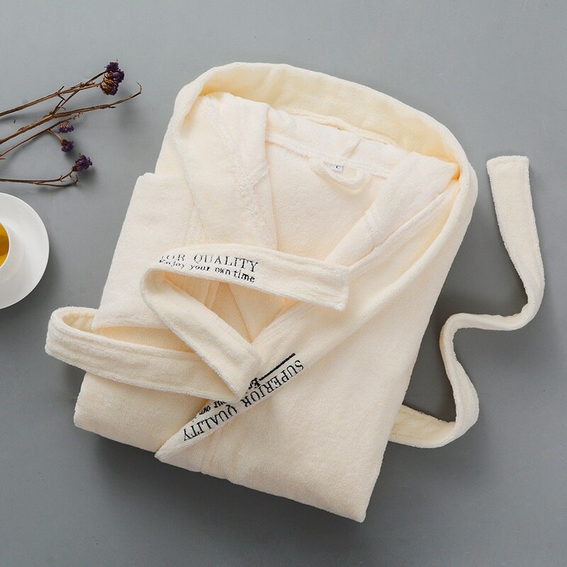 Mit kapuze Männer Bademantel männer Kleid Baumwolle Kimono Kleid Herren Homewear Männlichen Kleid Nachtwäsche Lounges Pyjama Bademäntel Winter Herbst: Gelb mit Kapuze / L