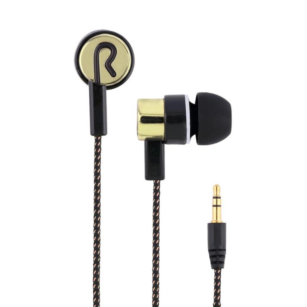 Kopfhörer Geflochtene Verdrahtung Super Bass In Ohr Musik Kopfhörer HIFI Stereo Ohrhörer Lärm Isolieren Sport Kopfhörer Mit Mic: gold