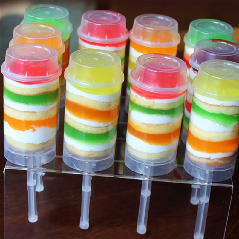 ABJI-80Pcs Food Pusher Round Shaped Push-Pops Cake Cup With Lid Cake Push Pops Containers Cakepop Round Plastic Container