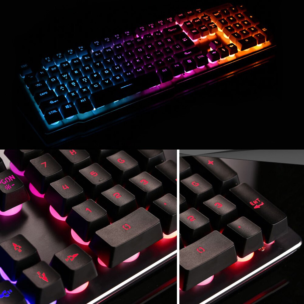 Imitation Mechanical Gaming Keyboard Mouse Combo Rechargeable Backlight Wireless Keyboard Alloy Panel Suitable For Computer Game