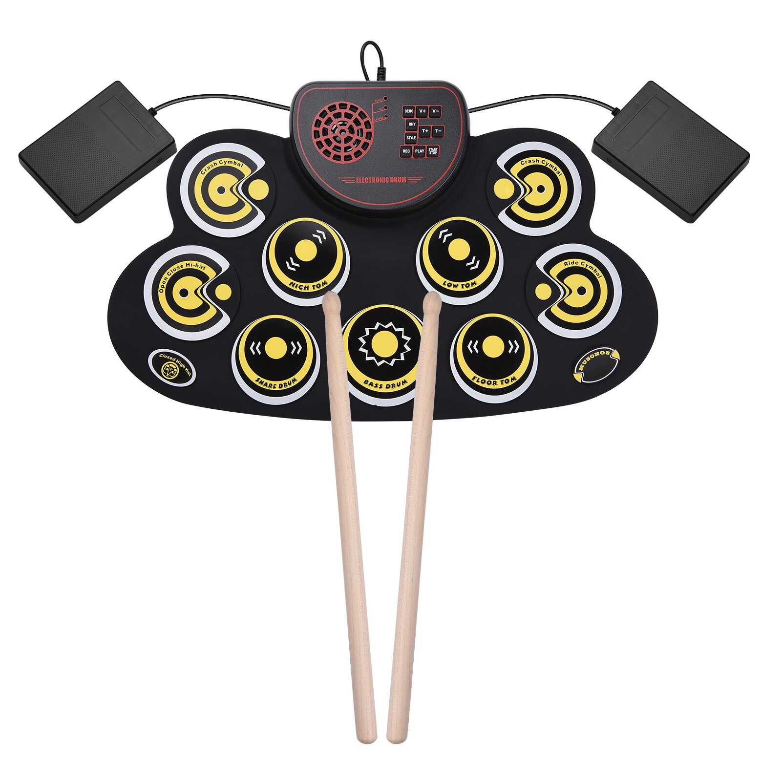 Draagbare Roll-Up Electronic Drum Pad Digitale Drum 9 Demo Songs Microfoon Ingang Hoofdtelefoon Monitoring Externe Luidspreker Uitgang