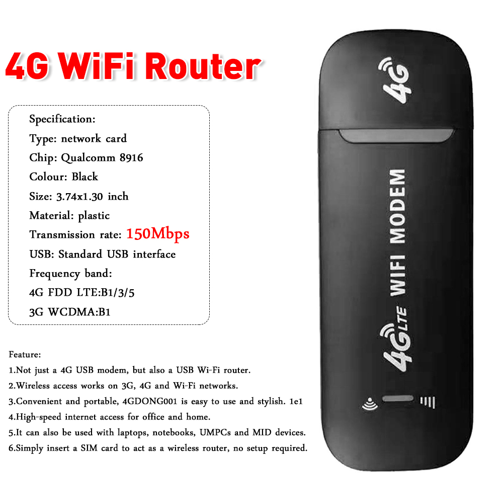 4G LTE Router WIFI Router Wireless Network Expander Sim Card Slot USB Modem 150Mbps Pocket Hotspot Mobile Wifi Router for Travel: Bundle8