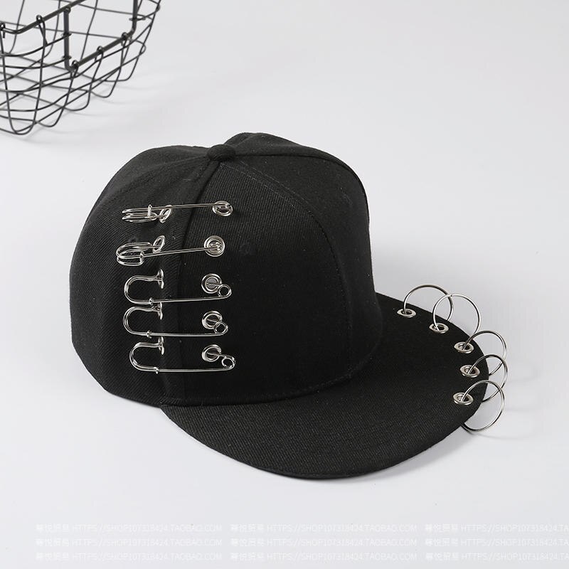 Chapéu punk de algodão estilo adulto e infantil, chapéu hip hop preto com fivela preta, chapéu casual para homens e mulheres, bonés de beisebol da moda de rua: B