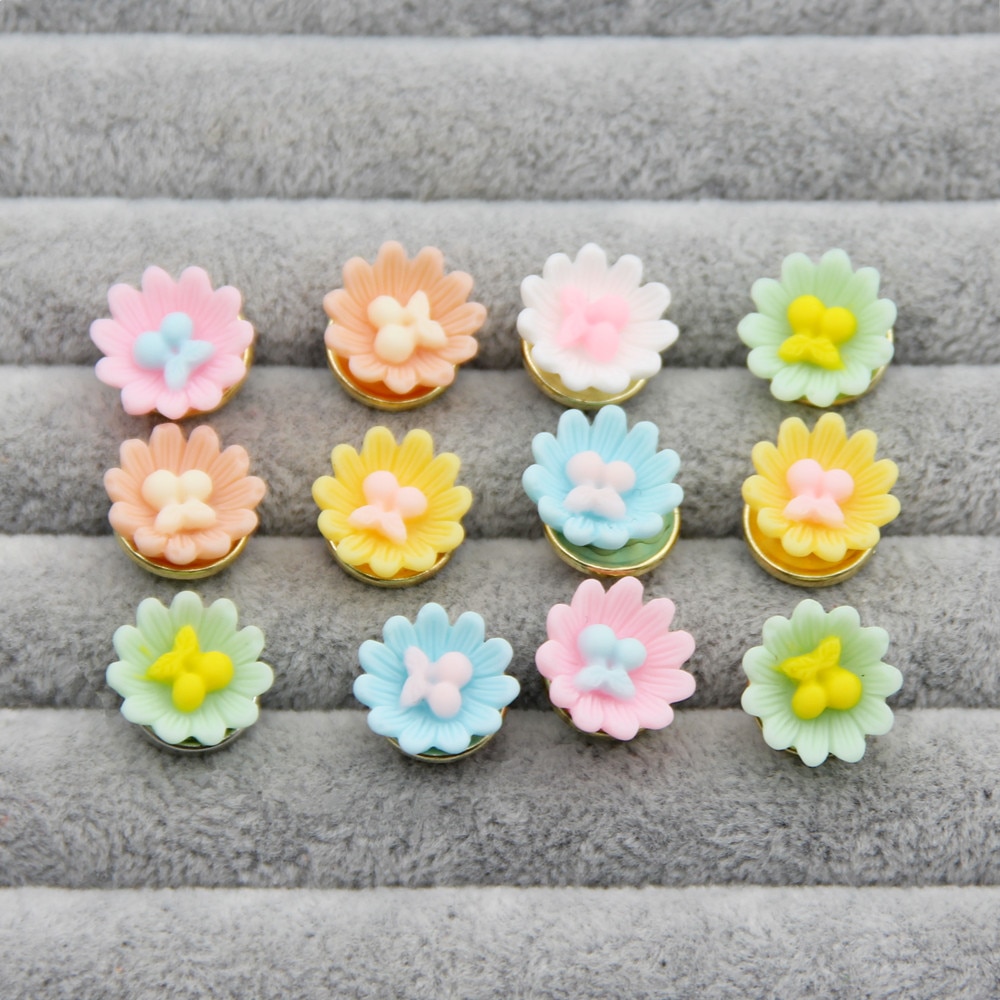 20 stk gull fargerike blomster metall brads scrapbooking dekorasjon pynt feste for gjør-det-selv fotoalbum håndverk tilbehør