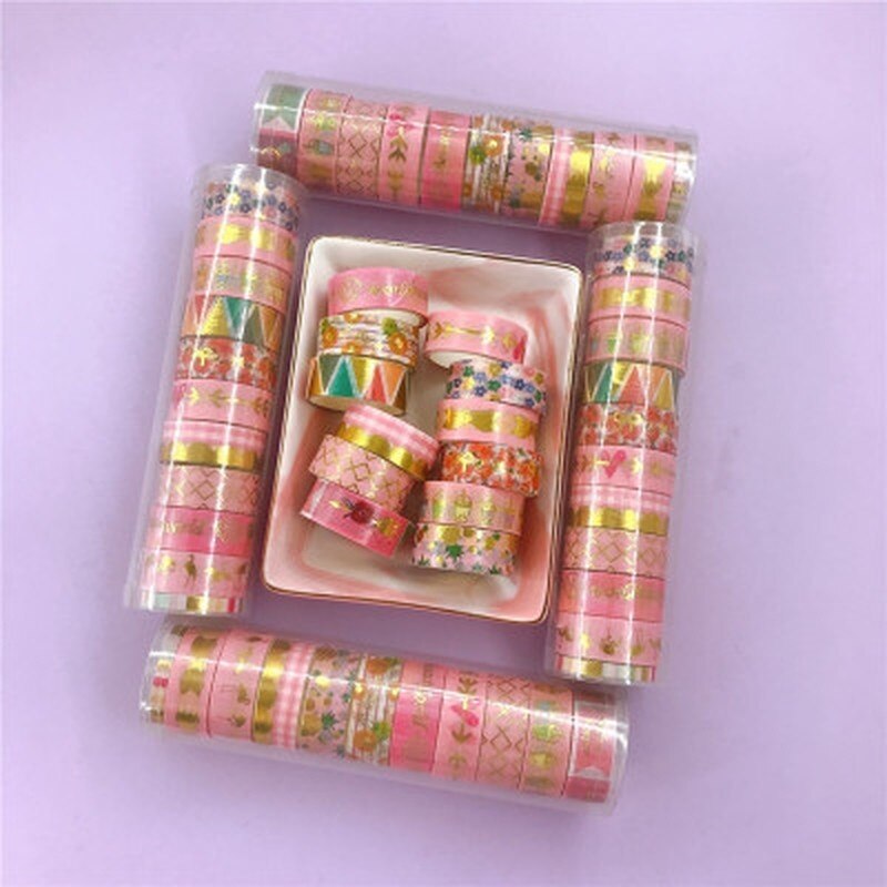 Set van 12 washi-afplaktape, klevende decoratieve papiertape, doe-het-zelfdecoratie, kantoorbenodigdheden, plakboek