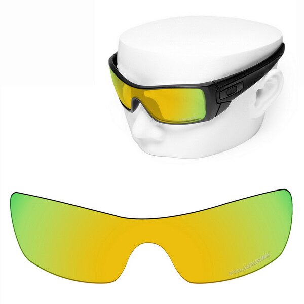 Oowlit anti-ridse udskiftningsglas til oakley batwolf  oo9101 ætsede polariserede solbriller: 24k spejle i guld