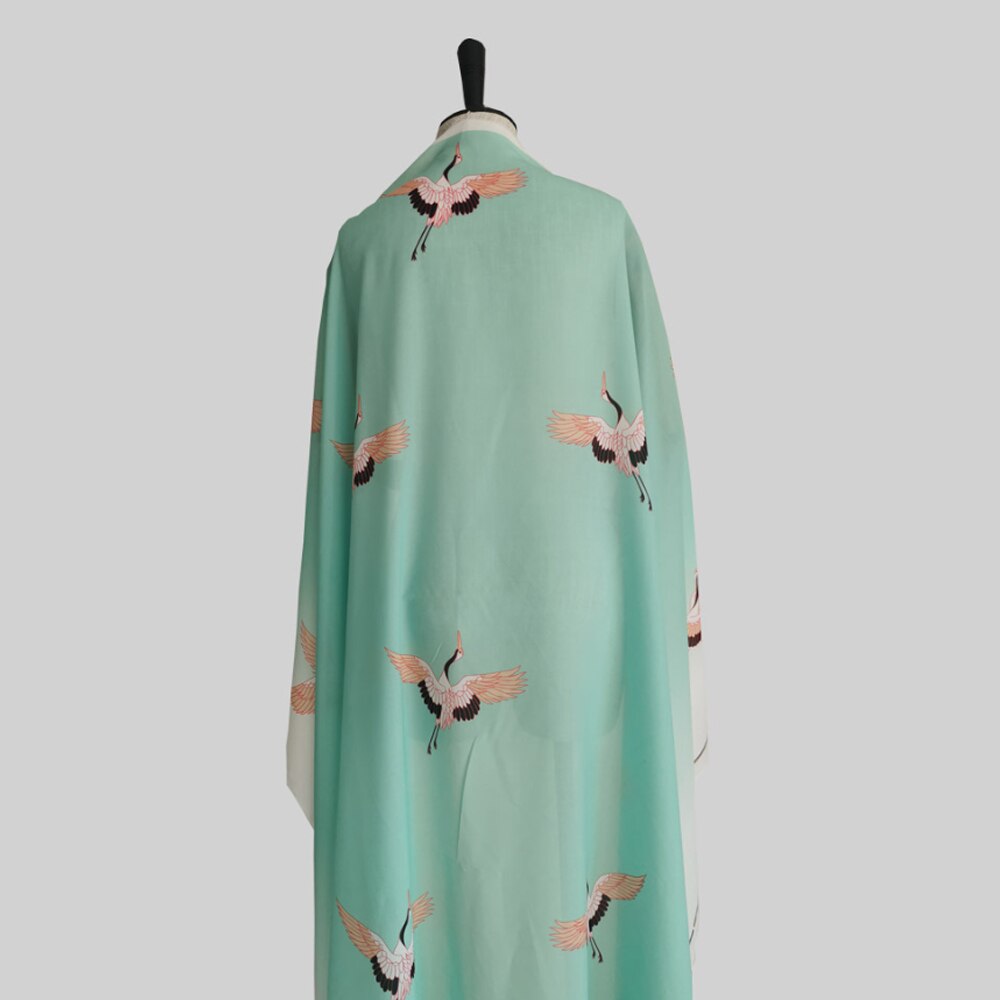 Ombre szyfonowa tkanina z gradientem japońnarty czerwono-koronkowy wzór żurawia dla kimono Yukata szlafrok sukienka kurtyna odzież rękodzieło