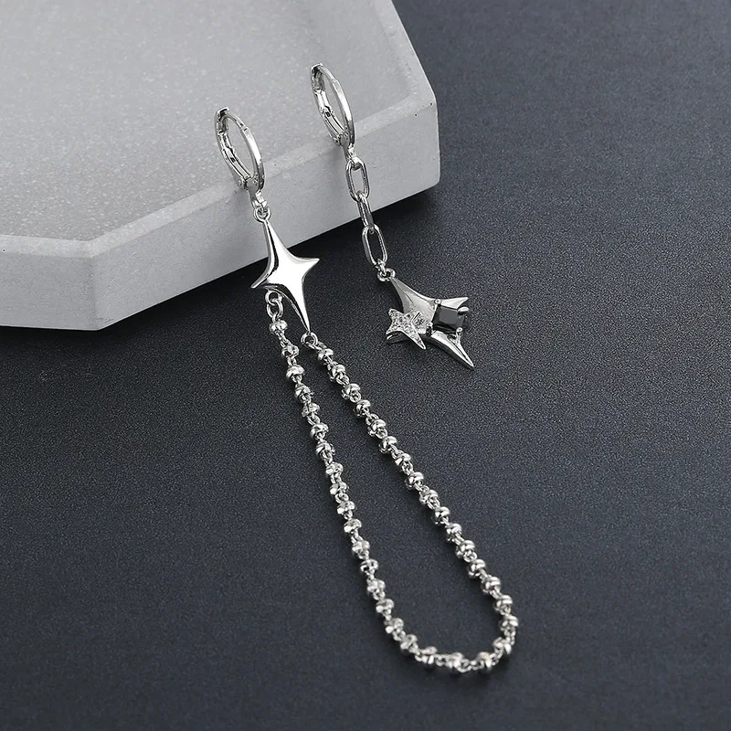 CIAXY-pendientes asimétricos de estrella de cuatro puntas para mujer, aretes de gota de cadena de borla Simple, joyería de de