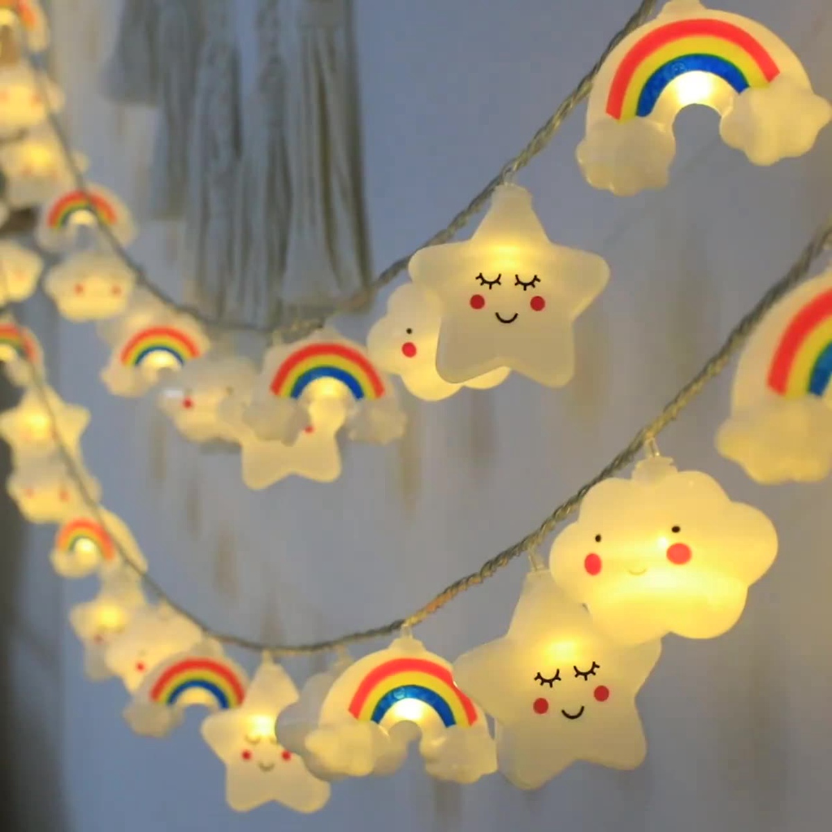 1 Pack Regenbogen & Stern & Wolke Lichterketten LED Dekorative Lichterkette Batteriebetriebene Lichter Funkeln Lichter Für Party Schlafzimmer Dekor