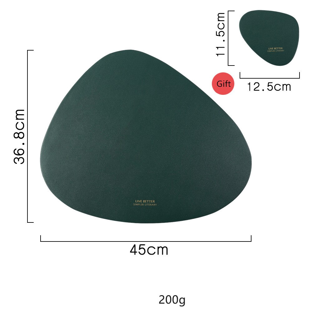 Tableware Pad Placemat Table Mat PU Leather Heat Insulation Non-Slip Simple Placemats Disc Coaster Placemat for Dining Table: Green