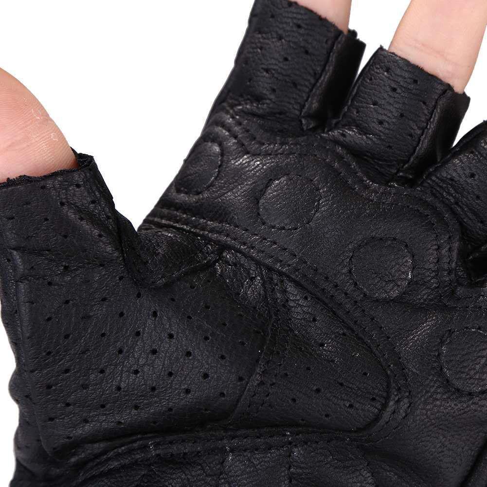 Motorcycle Gloves Leather Summer Breathable Half Finger Gloves Unisex Mitt Fingerless Glove For Men Women Scooter Moto Mitten