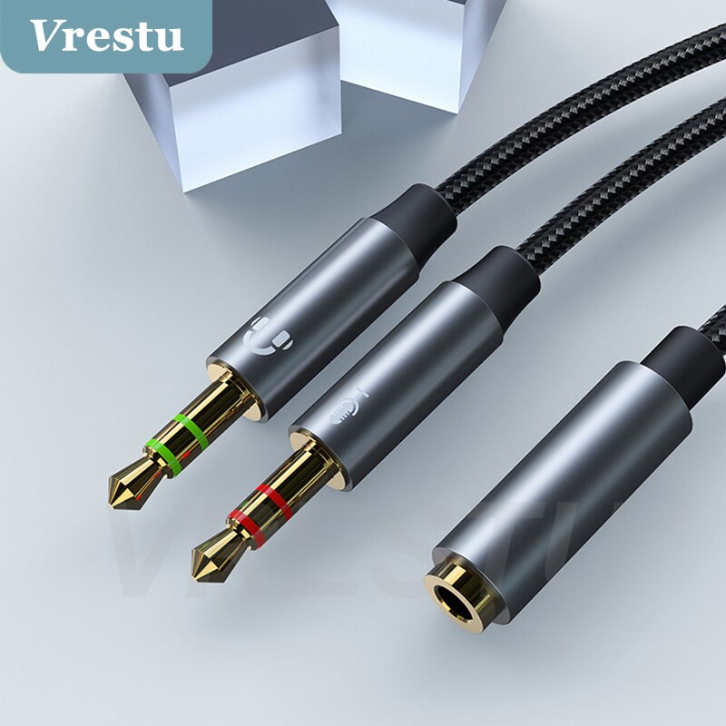 3.5Mm Jack Headset Splitter Adapter 2 Microfoon Kabel 1 Male Naar Dual Vrouwelijke 2 Aux 3 5 Jack Audio uitbreiding Hoofdtelefoon Mic 4-Pole