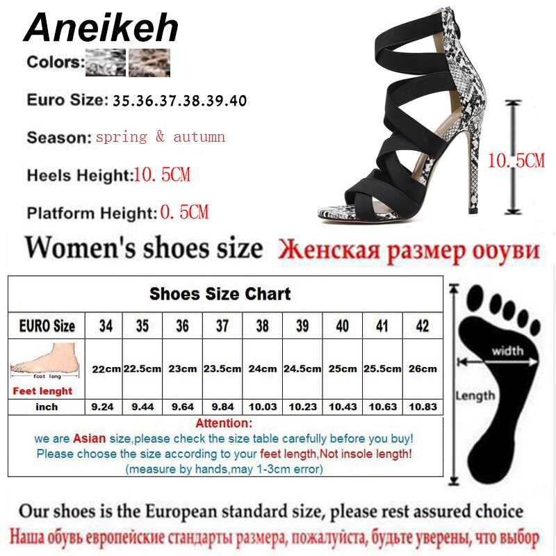 Aneikeh été femmes chaussures sandales croisées Stretch tissu Rome fermeture éclair talons minces bride à la cheville fête bout rond 35 ~ 40