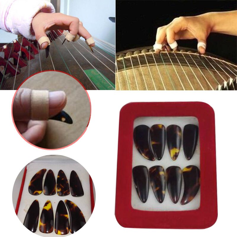 8 stks/set Guzheng Imitatie natuurlijke Gu Zheng Nail Withe Tape Muzikale Accessoires Guzheng Vinger Picks