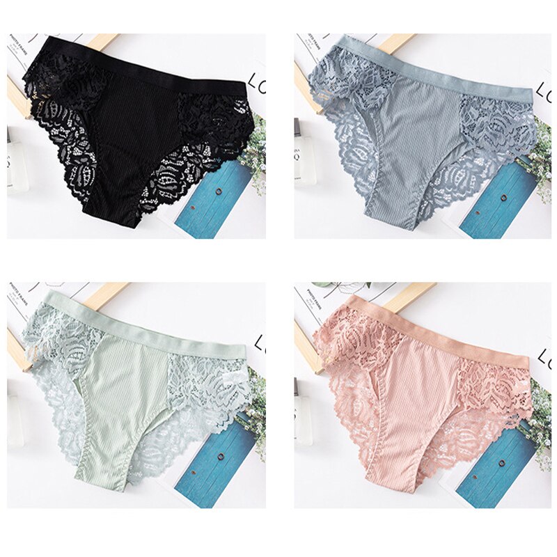 Q Woman Panties Cotton Spandex Lace Underwear Ladies Underpants 4Colors 1Pcs Breathable Comfortable Underpants