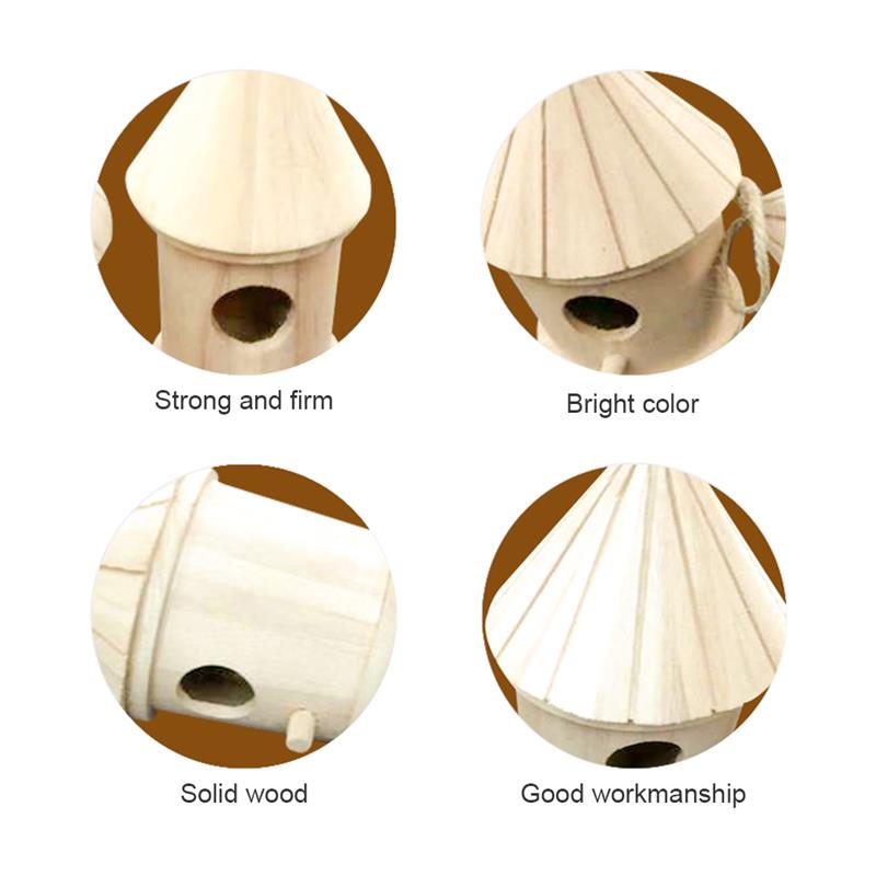 Diy Bird House Bird Nest Box Wooden Wall-Mounted Outdoor Bird Nest Birdhouse Wooden Box Bird House