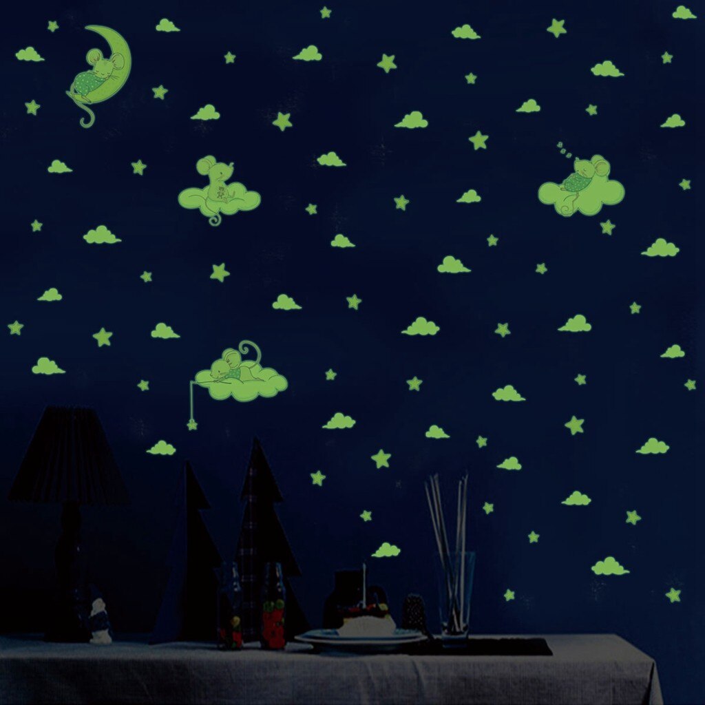 decoration Glow Stickers star cloud Fluorescent Glow In the dark Luminous on Wall Stickers for Kids Room living room Decal