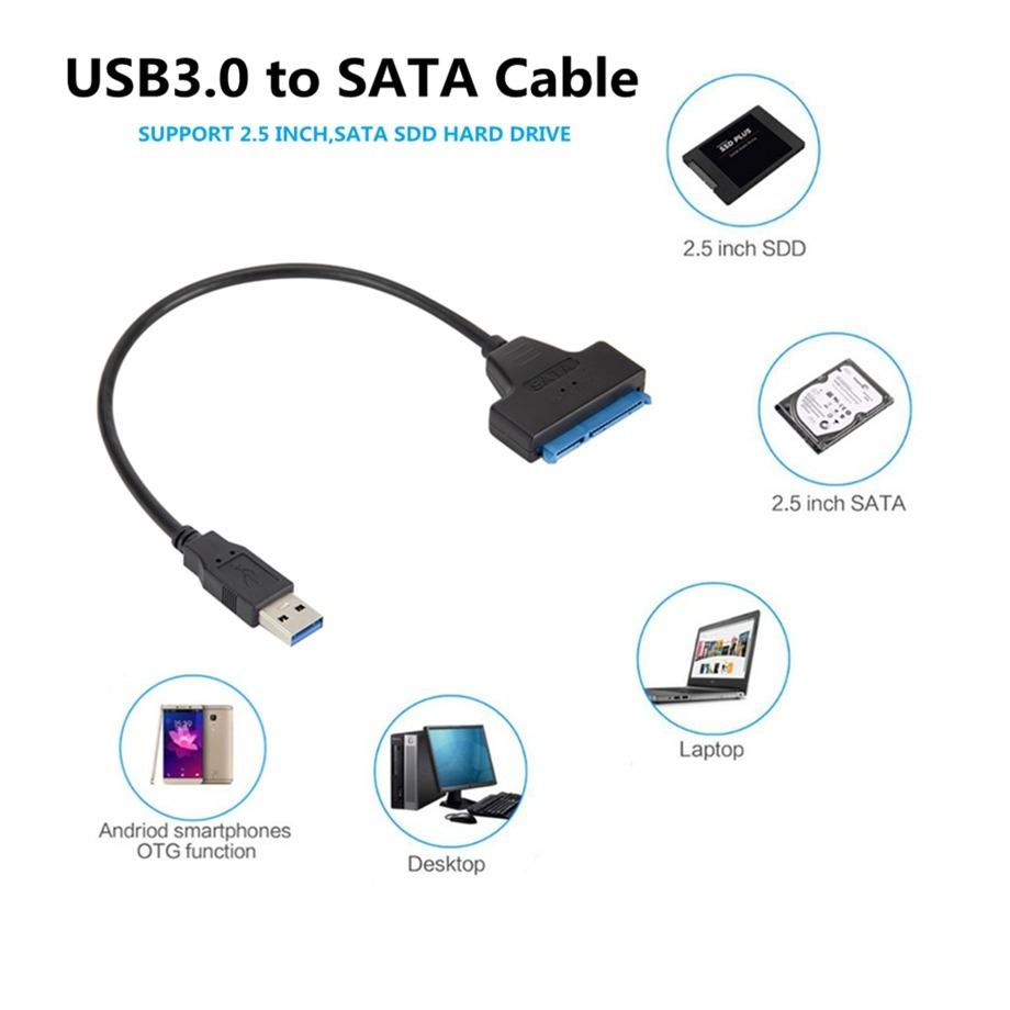 Usb 3.0 Naar Sata Adapter Sata Naar Usb 3.0 Kabel Tot 6 Gbps Ondersteuning 2.5 Inch Externe Hdd Ssd harde Schijf 22 Pin Sata Iii Kabel