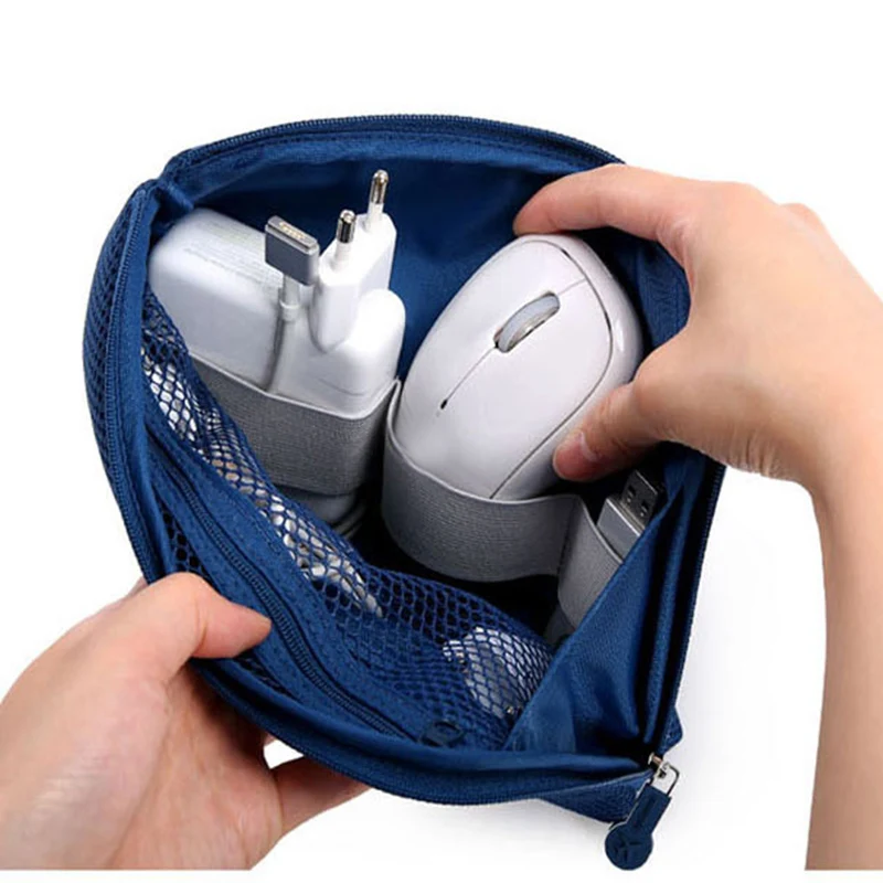 Männer Frauen machen-hoch Taschen Reise USB-Datenkabel Headset Kopfhörer Organizer Tasche einfarbig große Kapazität Reiß verschluss Kosmetik tasche