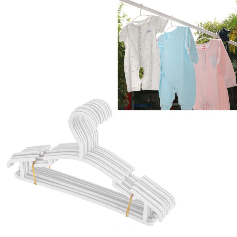 10 pakke hvide plastbørnehængere skridsikre babyhængere pladsbesparende rørformede bøjler til børnetøj til børn