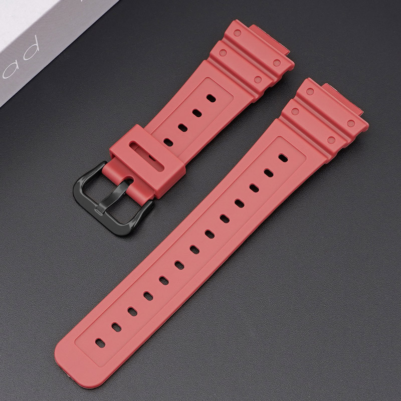 Bracelet de montre en caoutchouc pour Casio AQ-S810W/S800W AE-1000W SGW-400H/300H/500H W-735H, Silicone noir, boucle ardillon: Red 02