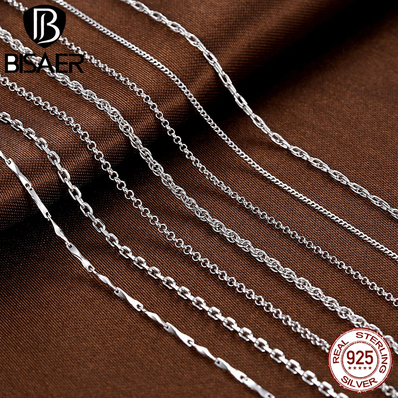 Silver Chain Necklace 925 Sterling Silver Lobster Clasp Long Necklaces for Women Necklace Chain Set Jewelry collares