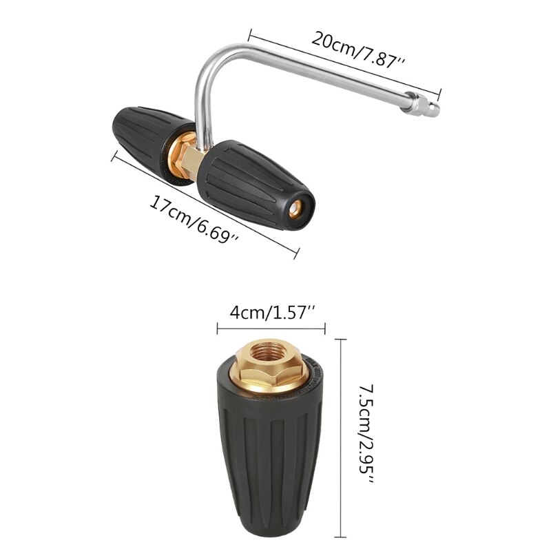 High Pressure Lotus Nozzle Double-head Rotatable Turbo Nozzle Gutter Cleaner Attachment for Pressure Washer Quick Connect M7DA