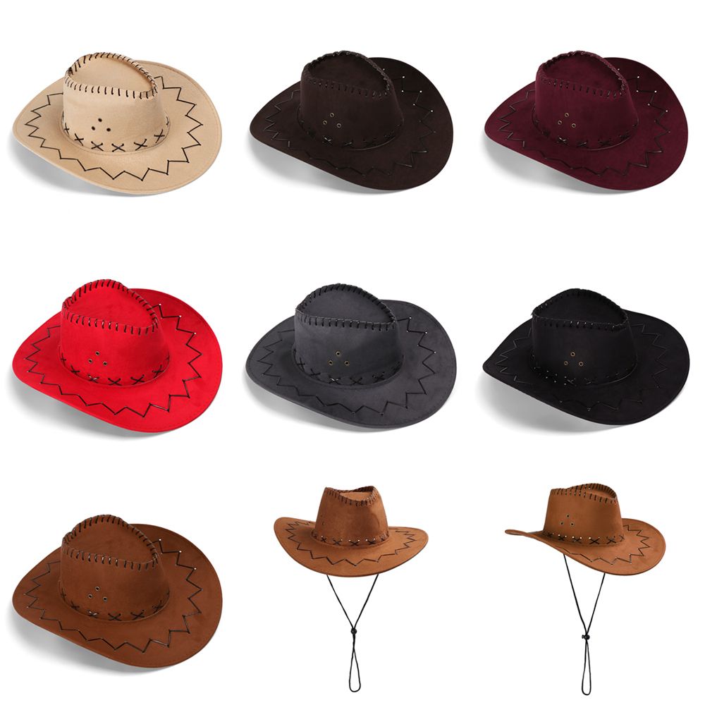 Sombrero de vaquero de gamuza occidental para hombre y mujer, gorros de vaquera a la , vestido de West, sombreros de , gorra Unisex