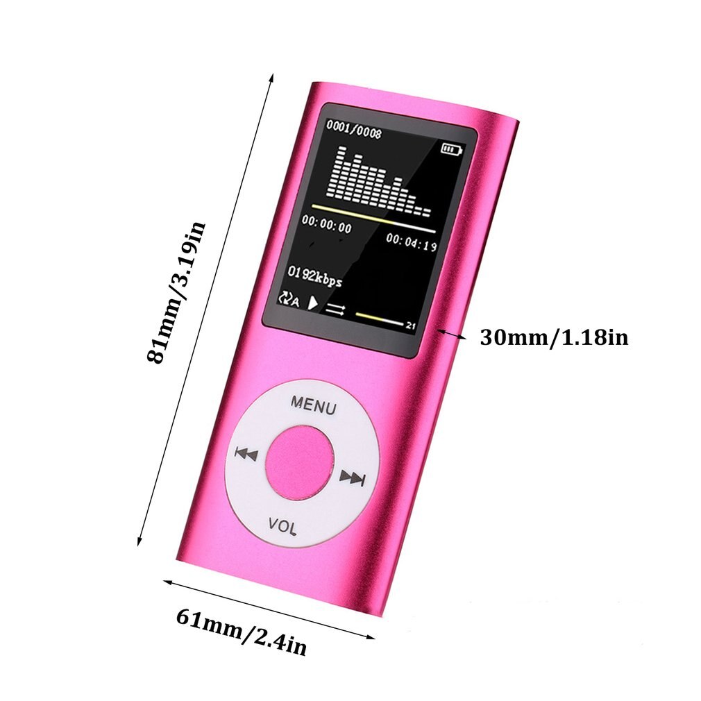 1.8 inch color screen mp3 player Play music with fm radio video player E-book player