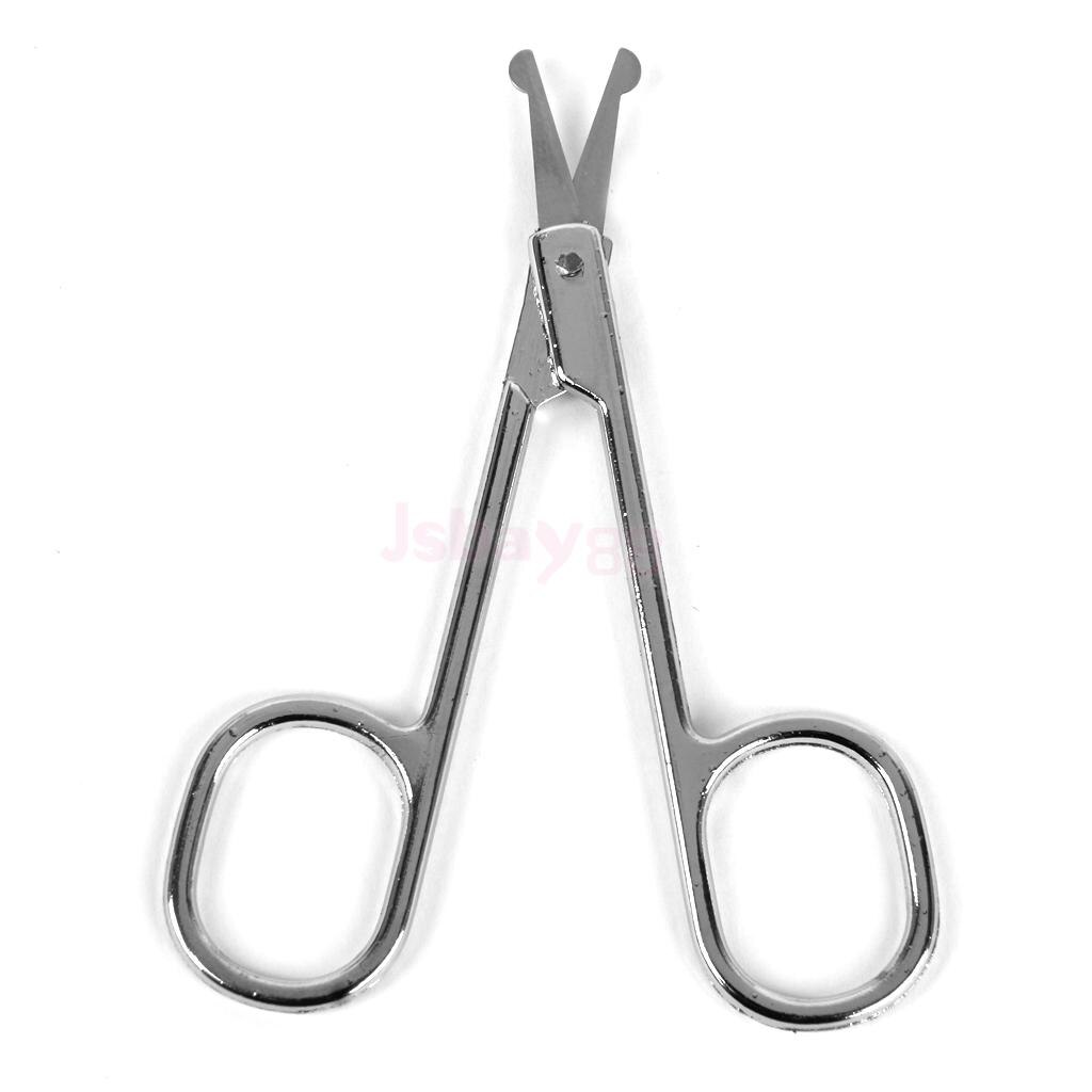 Mini recto bigote removedor de vello de la nariz de tijera Trimmer seguridad punta redonda, oído, nariz Trimmer para los hombres afeitado maquinilla de afeitar
