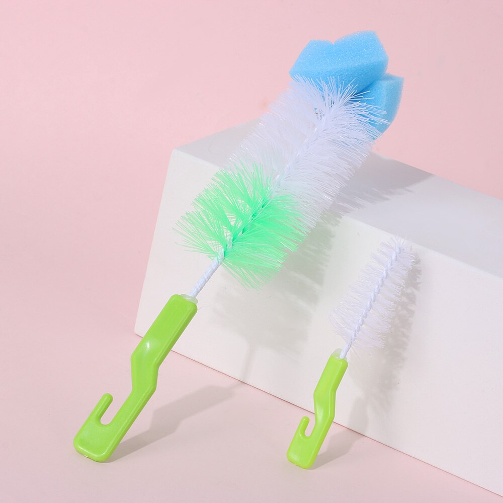 2019nuovo 2 pz Casuale Bottiglia di bambino Pennello bambino Tettarelle da biberon 360-gradi di Rotazione Spugna Pulita Becco Tazza Testa di Lavaggio Strumento