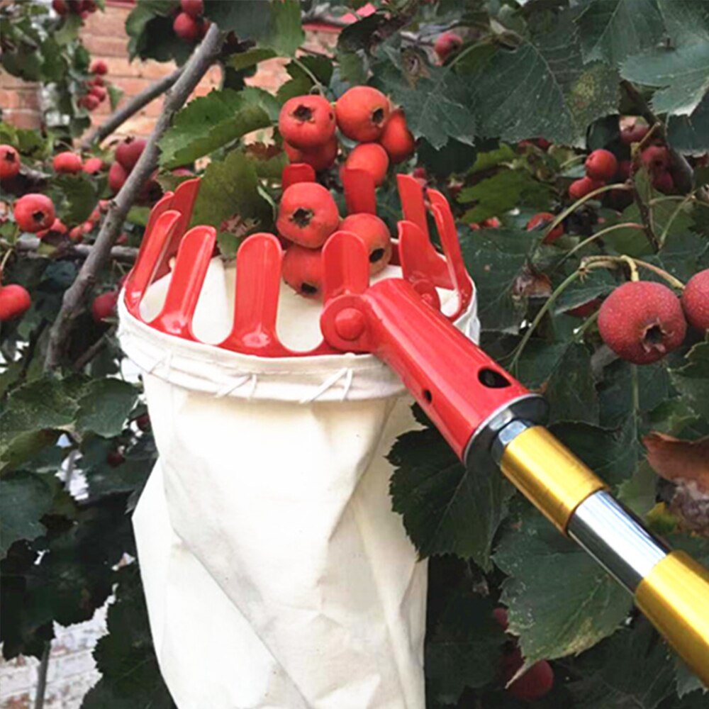 Recolector de fruta de Metal dispositivo rojo granja fuera de la poda herramientas recolector de fruta portátil sin poste de jardinería Patio de Hardware