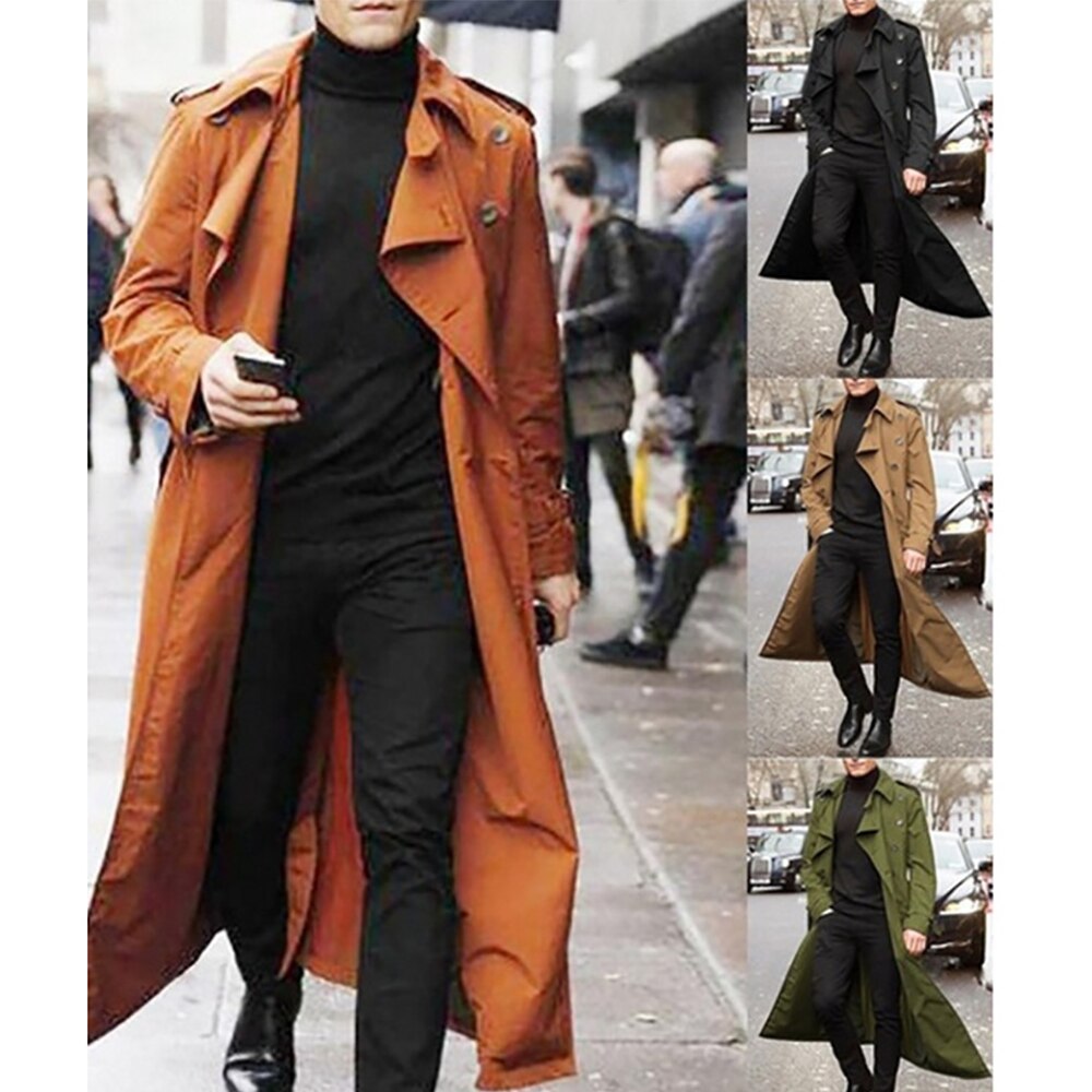 Trench-Coat Long pour homme, vêtement d'extérieur décontracté avec épaulettes, veste Slim à la , pardessus masculin, collection hiver