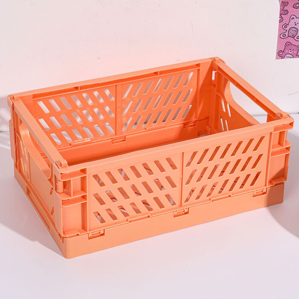 1 Pcs Simple Colorful Foldable Makeup Organizer Storage Box Desktop Stationery Organizer Paper Sundries Storage Box: orange
