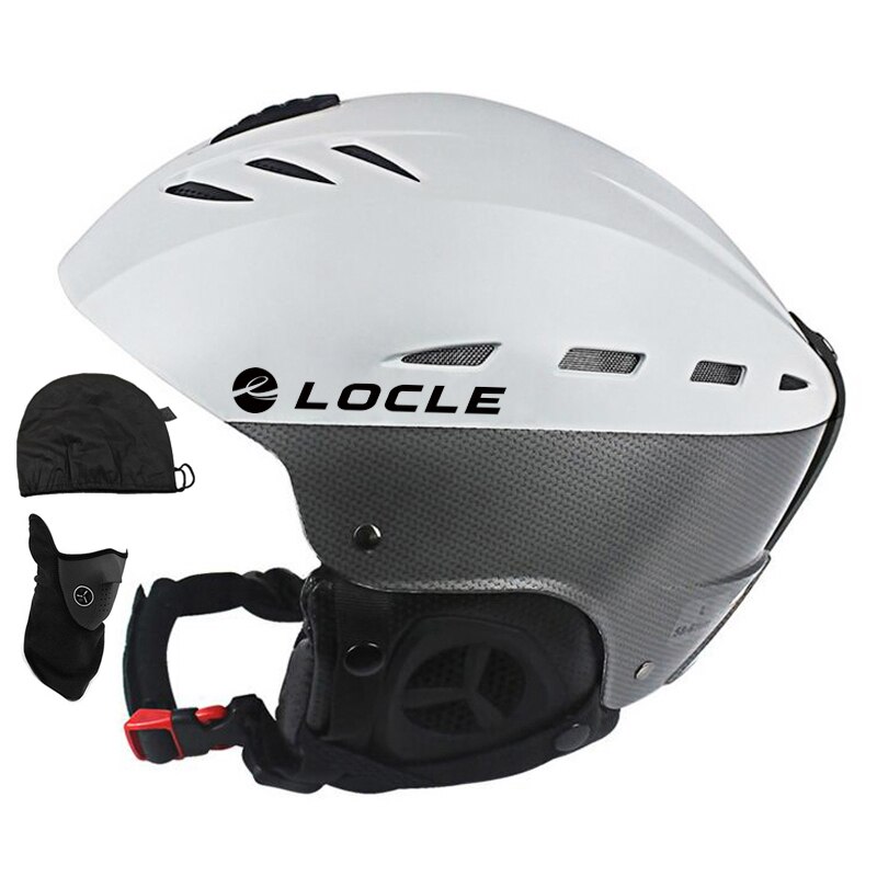 Locle top skidhjälm ce-certifiering abs+eps skidhjälm snöskridskoåkning snowboard skateboardhjälm 55-61cm: Vit / M  (55-57cm)
