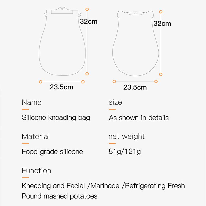 1Pc Siliconen Kneden Deeg Zak Food Grade Meel Mengen Siliconen Tas Keuken Gadget Accessoires Behoud Keuken Bakken Tool