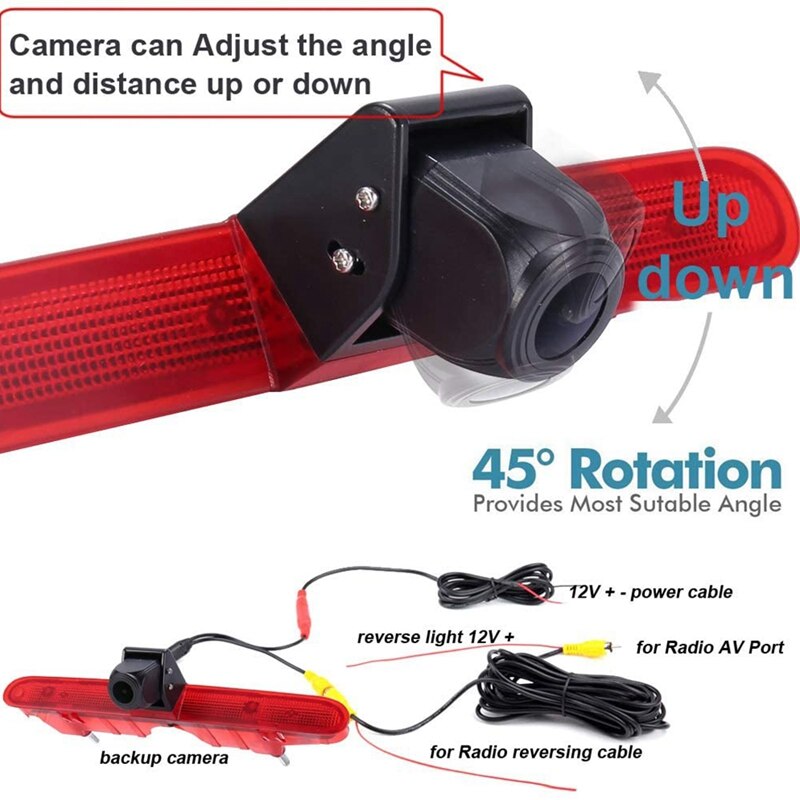 Widok z tyłu samochodu kamera cofania 3. Światło hamowania kamera parkowania dla Peugeot partner 2 tipi Rifter dla Citroen Berlingo 3 4 B9 Kasten