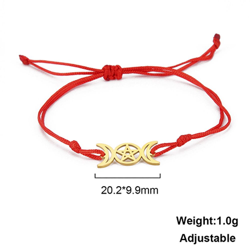 COOLTIME Triple Moon Goddess Bracelet for Women Men Stainless Steel Pentagram Magic Wicca Amulet Bracelet Jewelry Birthday: cubic zirconia
