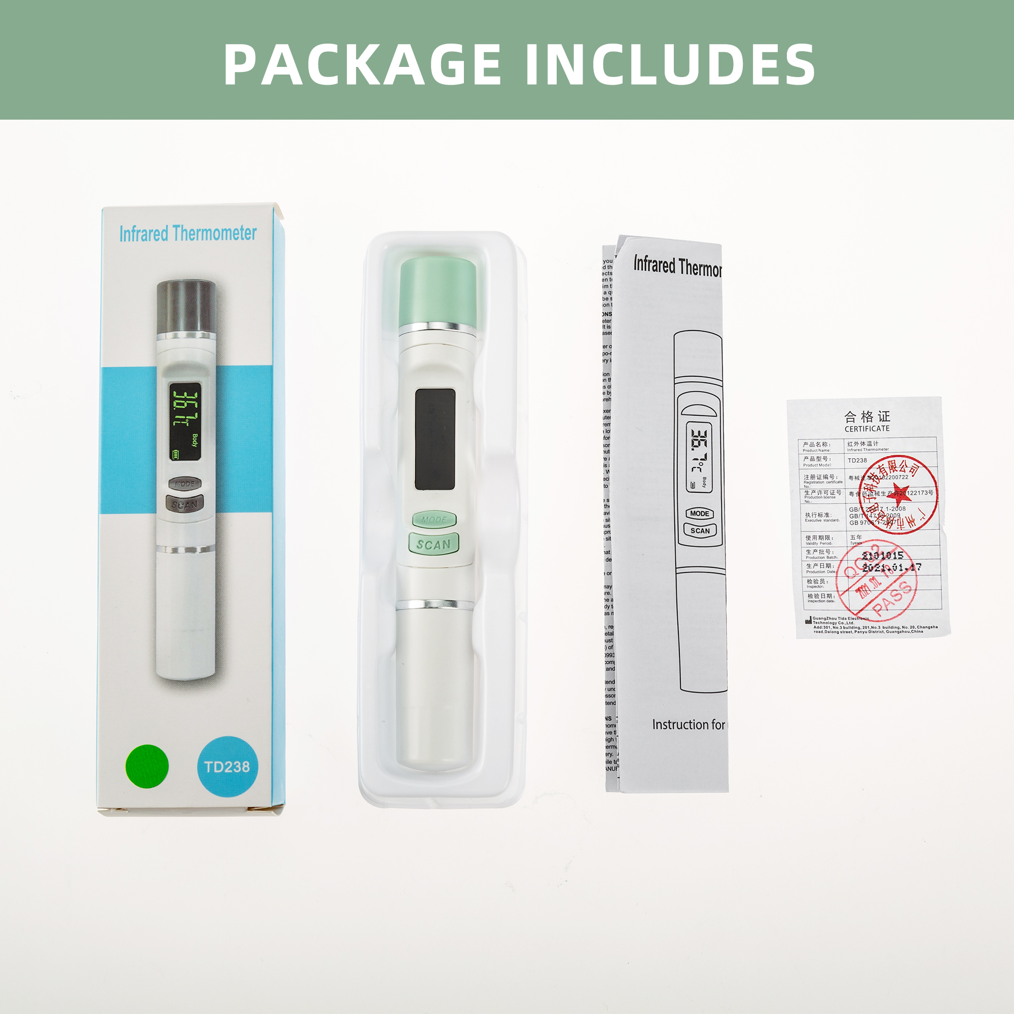 Mini Portable Infrared-Thermometer 3 Temperature Modes for Family and Baby Use Thermometer ( Deliver without Battery)