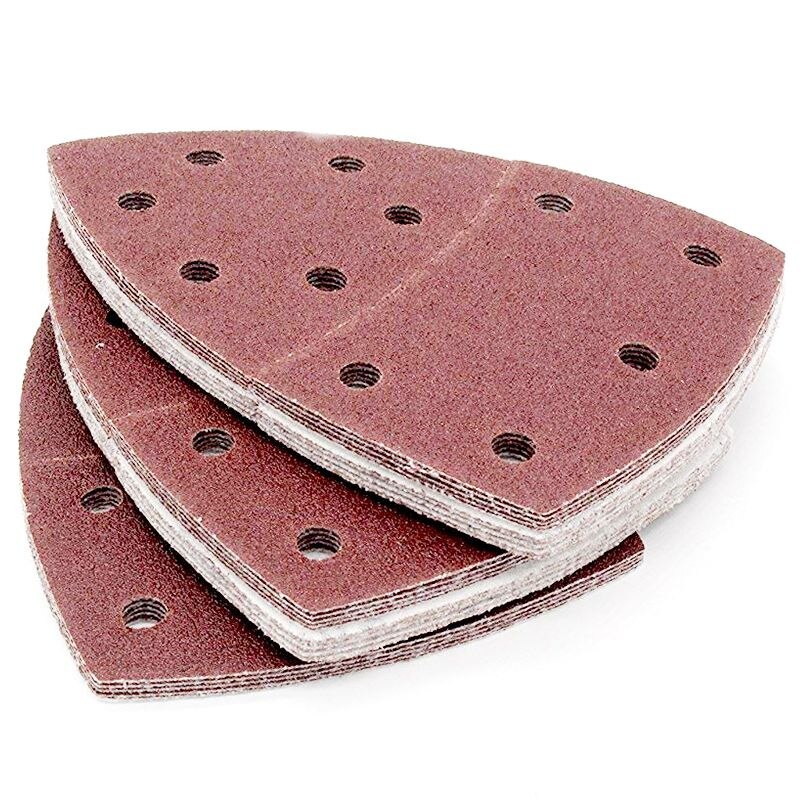 40PCS Sandpaper Sheets Hook and Loop Sanding Sheets 105 x 152mm 11 holes Grain Disk Sandpaper 60 240Grits Sanding
