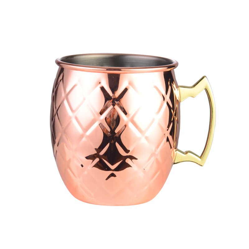 Tasse Mule de 550ml 18 onces moscou | Tasse en acier inoxydable martelée, plaqué cuivre, tasse de bière, tasse de café Bar, verres, directe: C-1Pc