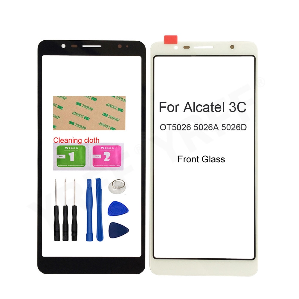 Para Alcatel 3C OT5026 5026 5026A 5026D Panel de pantalla de vidrio frontal (sin pantalla táctil) piezas de montaje de cubierta de vidrio exterior