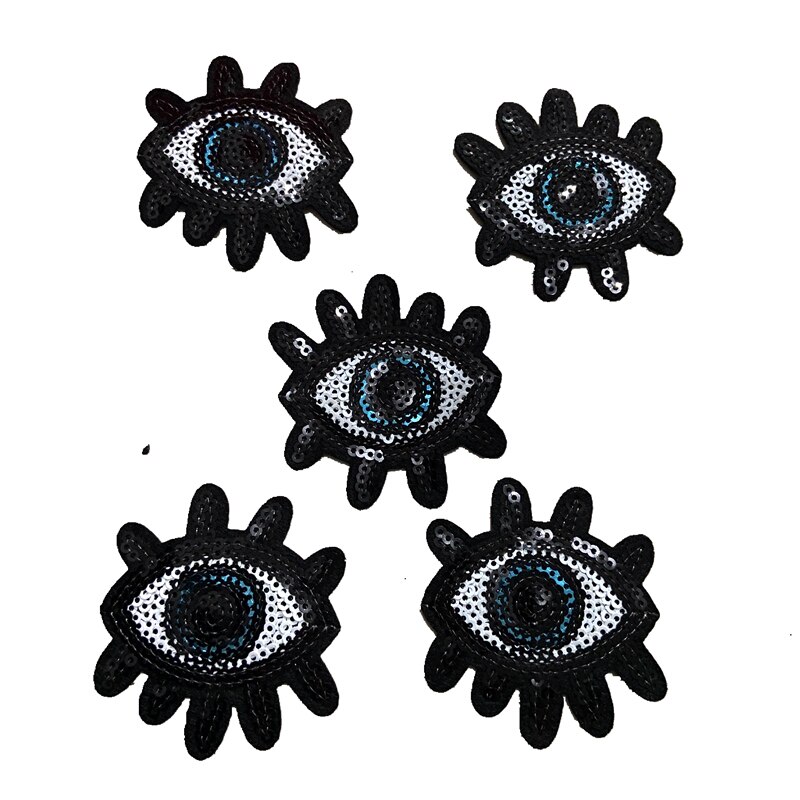 Wuyucong Kleine Evil Eye Pailletten En Borduurwerk Patches Ijzer Op Lovertjes Oogbol Voor Kleding Schoenen Tassen 10 Stks/partij